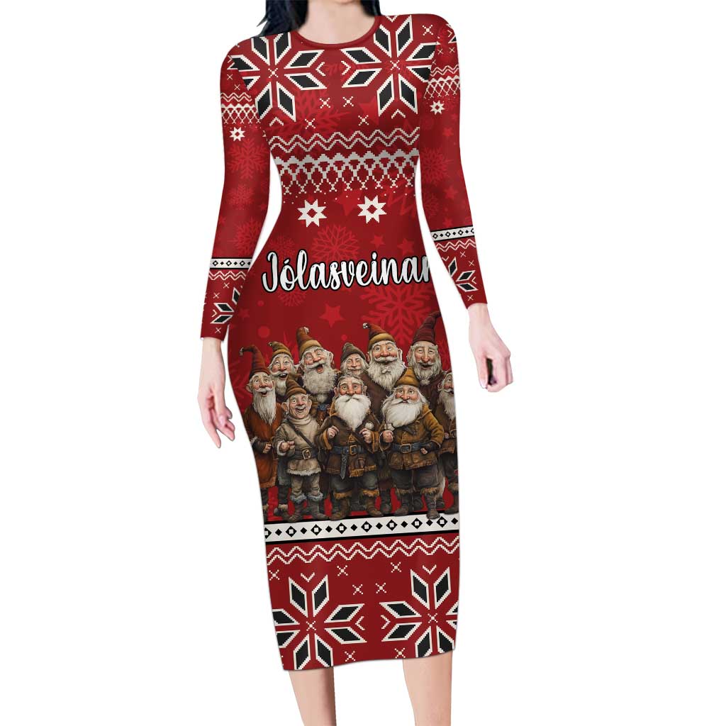 Yule Lads Iceland Long Sleeve Bodycon Dress Icelandic Christmas folklore - Wonder Print Shop