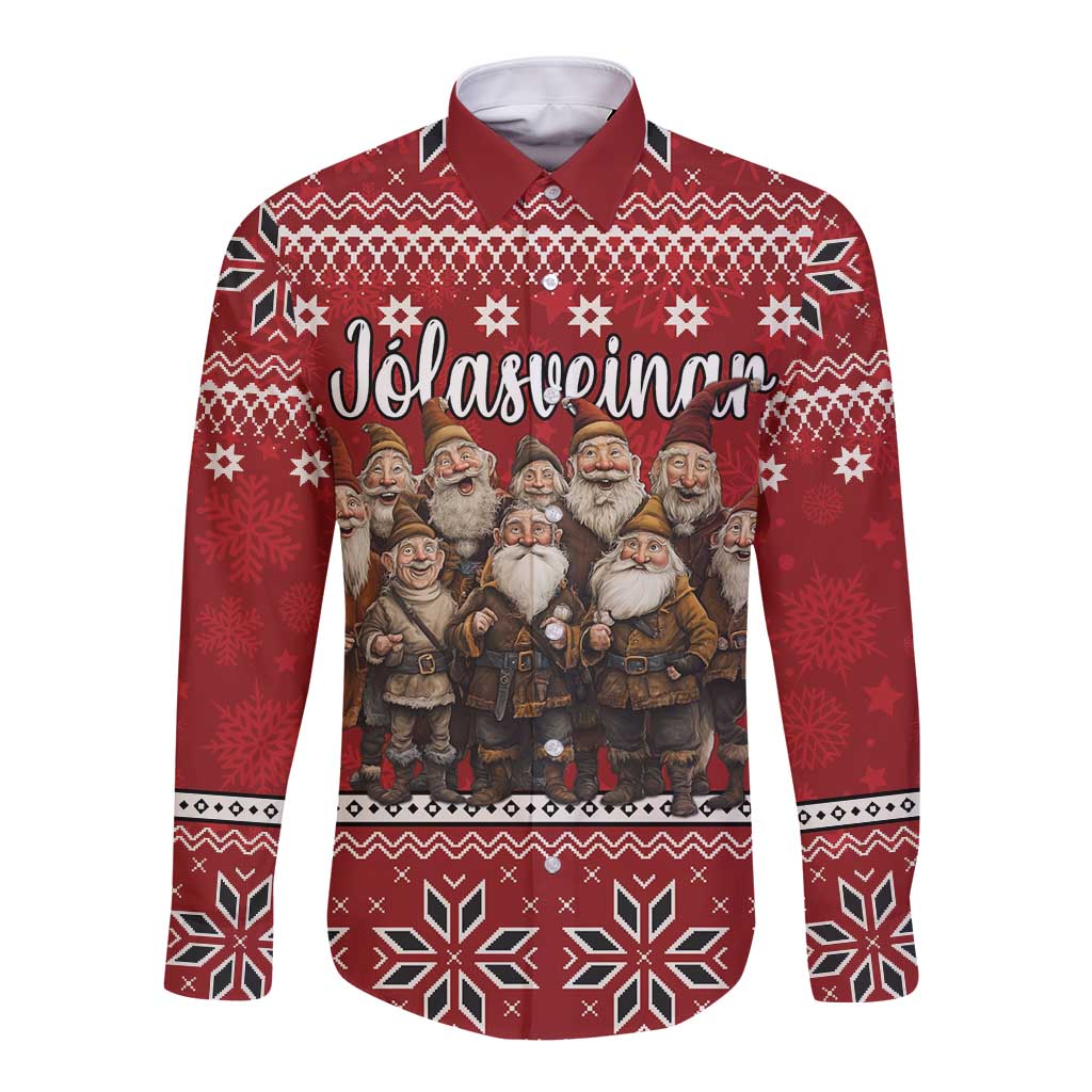 Yule Lads Iceland Long Sleeve Button Shirt Icelandic Christmas folklore - Wonder Print Shop