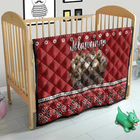 Red Yule Lads Christmas quilt with Icelandic folklore print