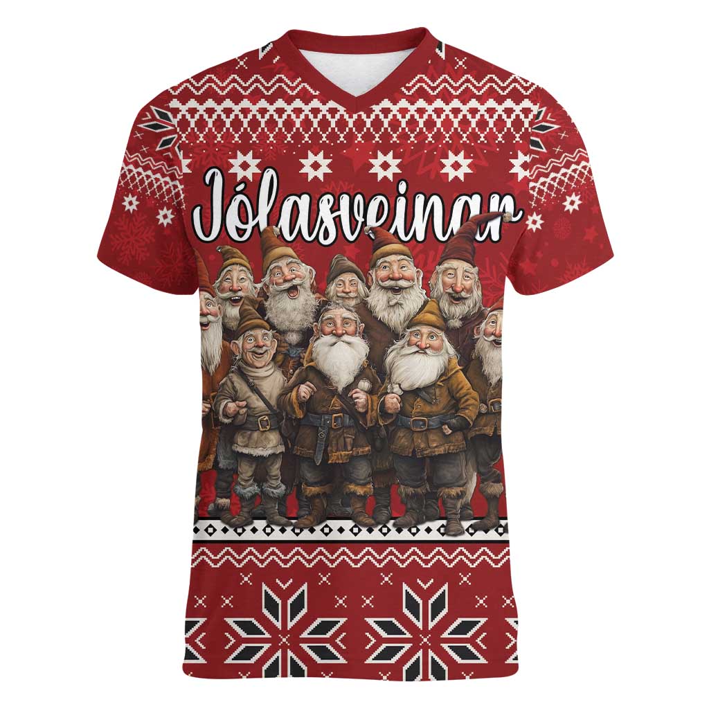 Yule Lads Iceland Women V-Neck T-Shirt Icelandic Christmas folklore