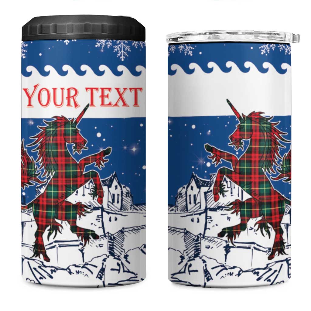 Personalized Scotland Christmas 4 in 1 Can Cooler Tumbler Tartan Unicorn with Edinburgh Castle - Wonder Print Shop