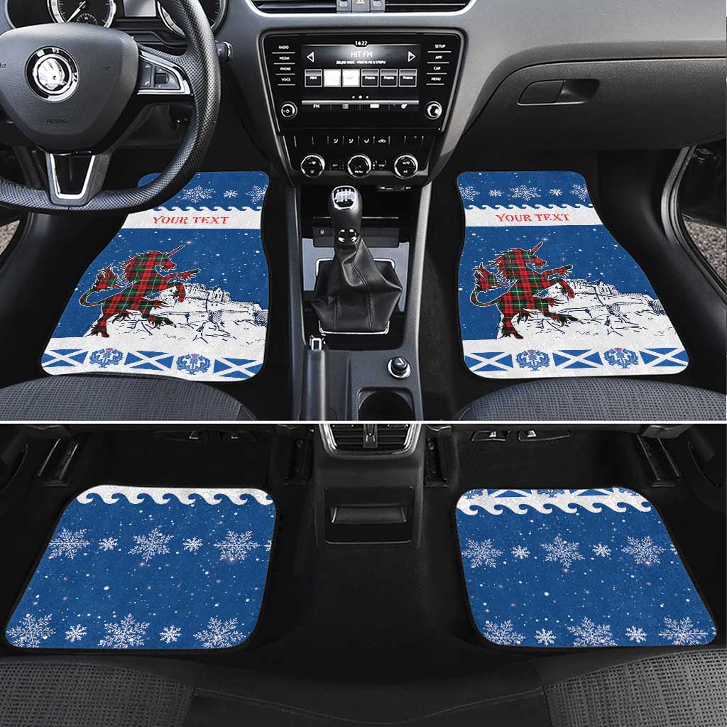 Personalized Scotland Christmas Car Mats Tartan Unicorn with Edinburgh Castle - Wonder Print Shop