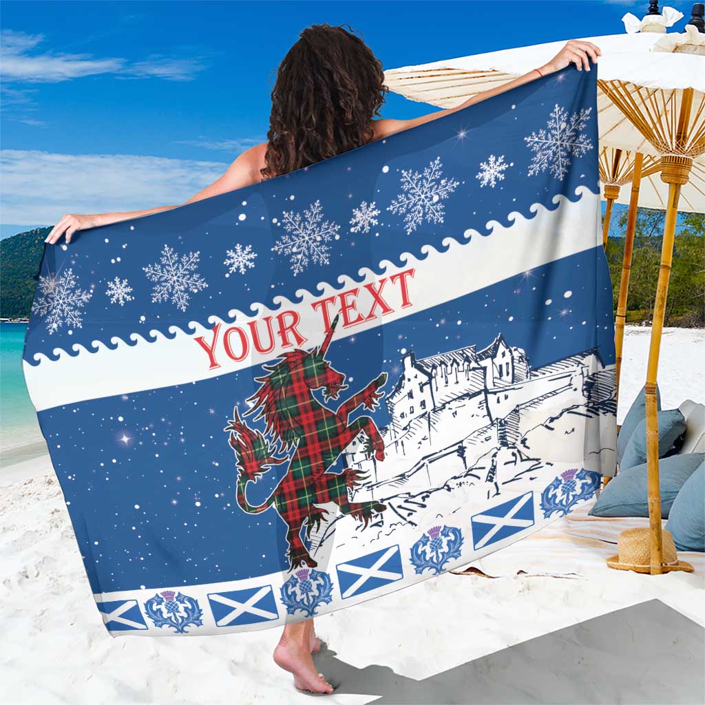 Personalized Scotland Christmas Sarong Tartan Unicorn with Edinburgh Castle