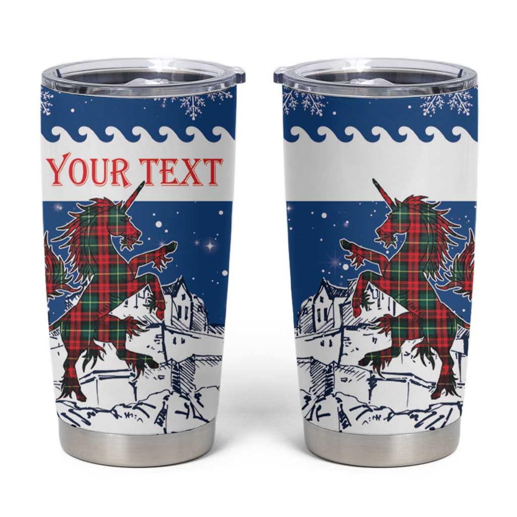 Personalized Scotland Christmas Tumbler Cup Tartan Unicorn with Edinburgh Castle