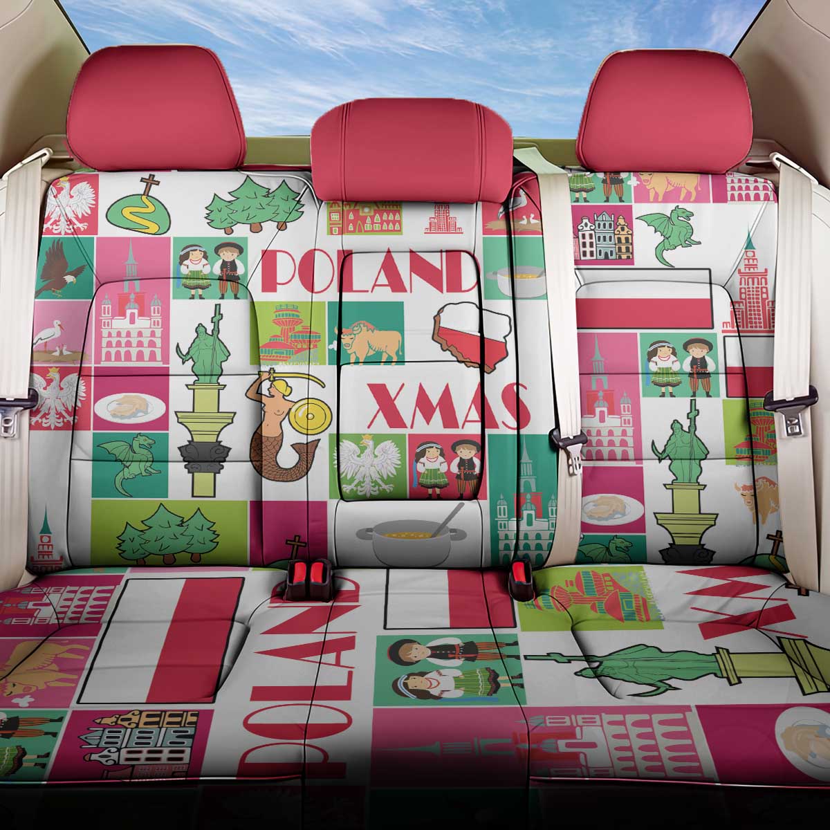 Wesolych Swiat Merry Christmas Polish Back Car Seat Cover Poland Xmas - Wonder Print Shop