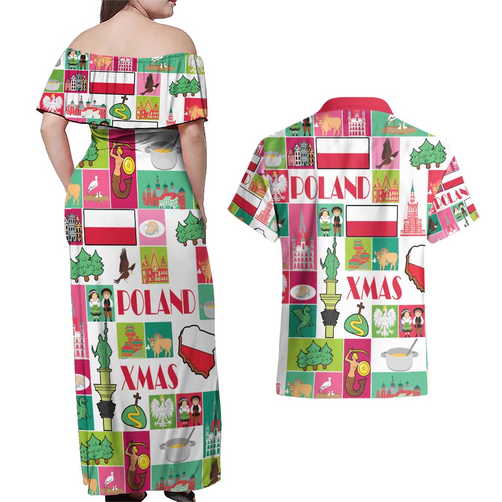 Wesolych Swiat Merry Christmas Polish Couples Matching Off Shoulder Maxi Dress and Hawaiian Shirt Poland Xmas - Wonder Print Shop