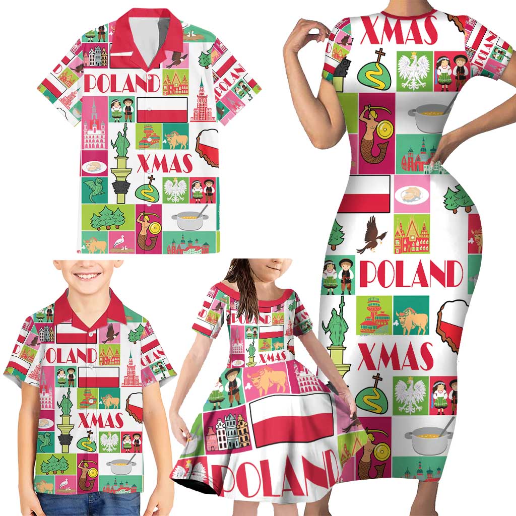 Wesolych Swiat Merry Christmas Polish Family Matching Short Sleeve Bodycon Dress and Hawaiian Shirt Poland Xmas - Wonder Print Shop