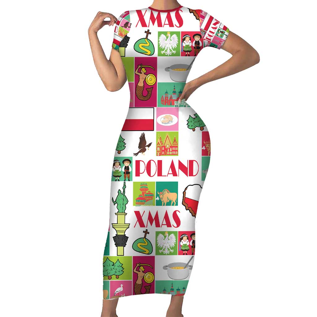 Wesolych Swiat Merry Christmas Polish Short Sleeve Bodycon Dress Poland Xmas - Wonder Print Shop