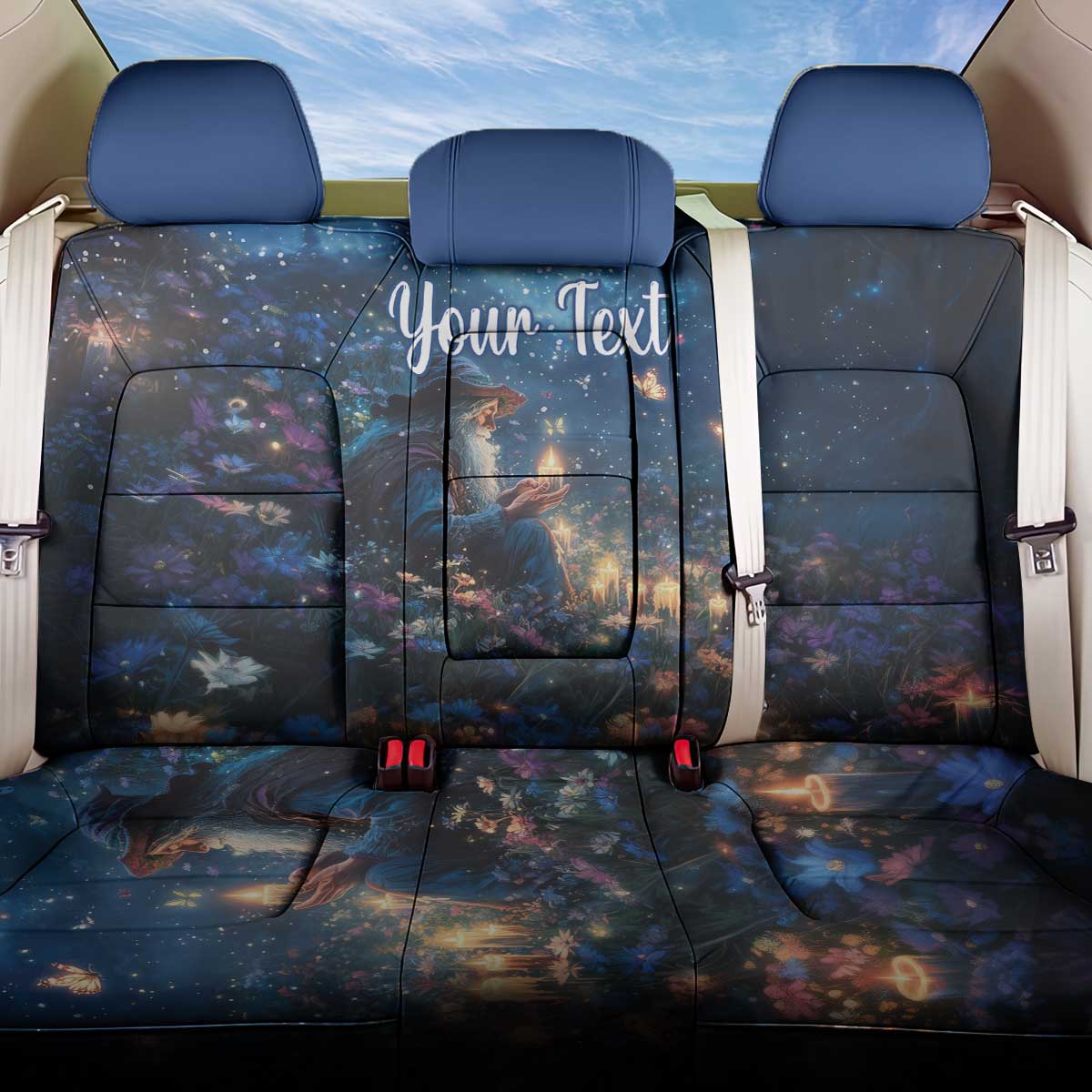 Personalized Iceland Yule Lads Christmas Back Car Seat Cover Merry Kertasnikir Under Vibrant Flowers - Wonder Print Shop