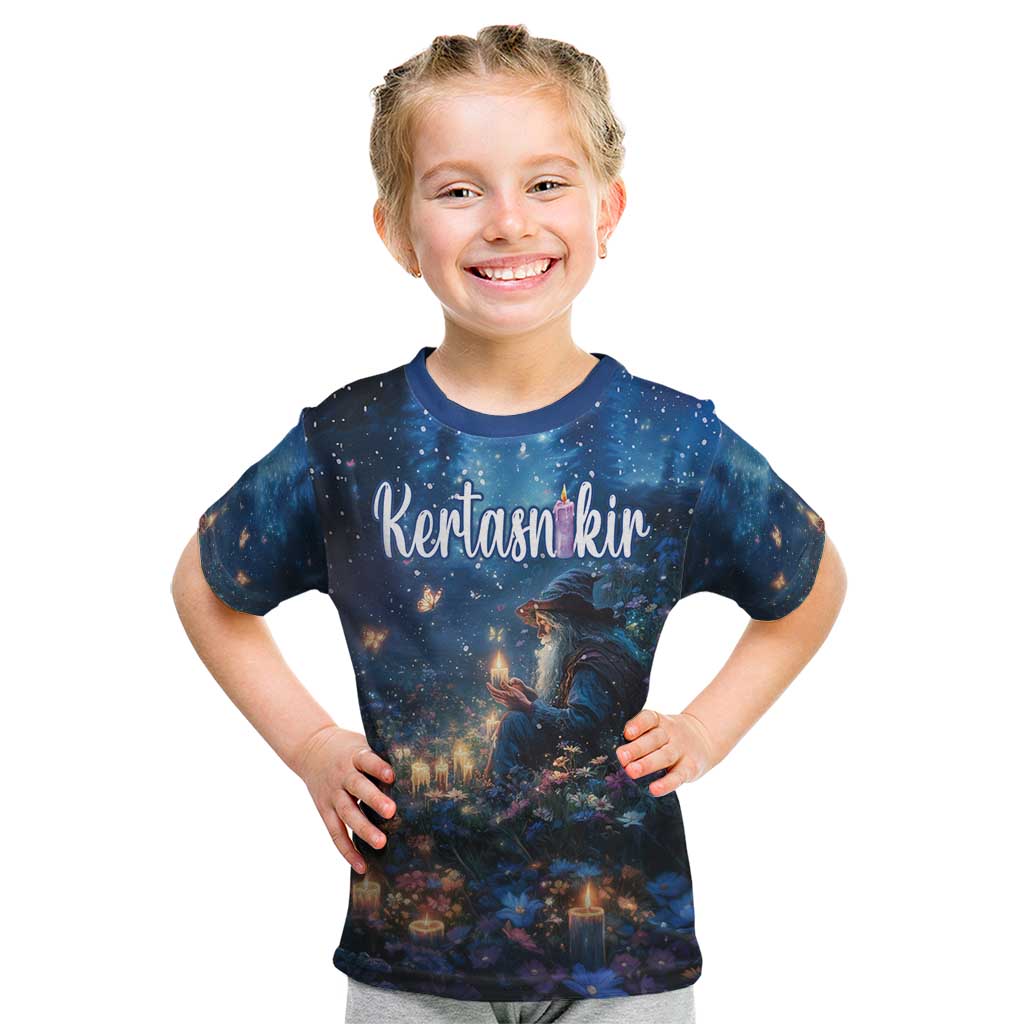 Personalized Iceland Yule Lads Christmas Kid T Shirt Merry Kertasnikir Under Vibrant Flowers - Wonder Print Shop