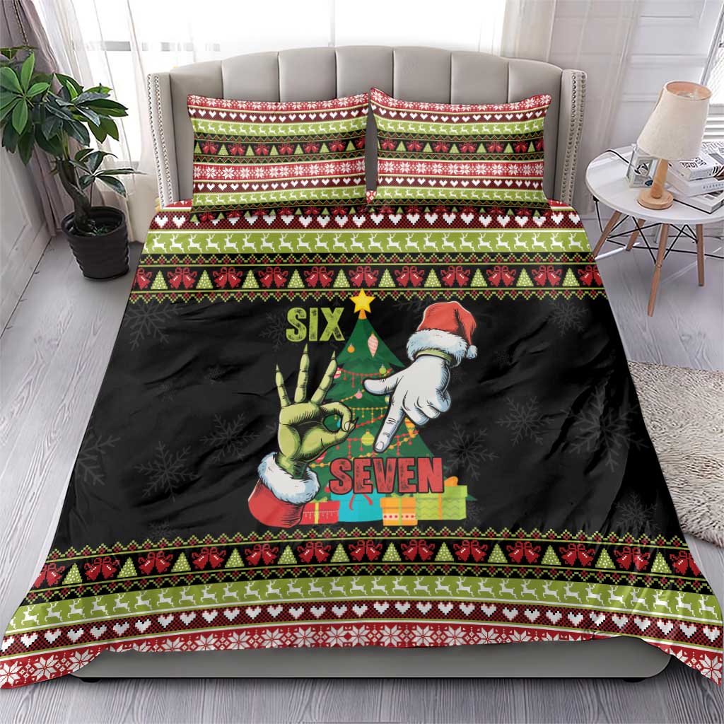 Six Seven Christmas Bedding Set Funny Santa and Green Hands - Wonder Print Shop