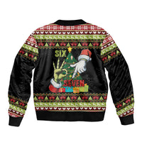 Six Seven Christmas Bomber Jacket Funny Santa and Green Hands - Wonder Print Shop