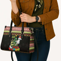 Six Seven Christmas Leather Bag Funny Santa and Green Hands - Wonder Print Shop