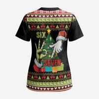 Six Seven Christmas Scrub Top Funny Santa and Green Hands - Wonder Print Shop