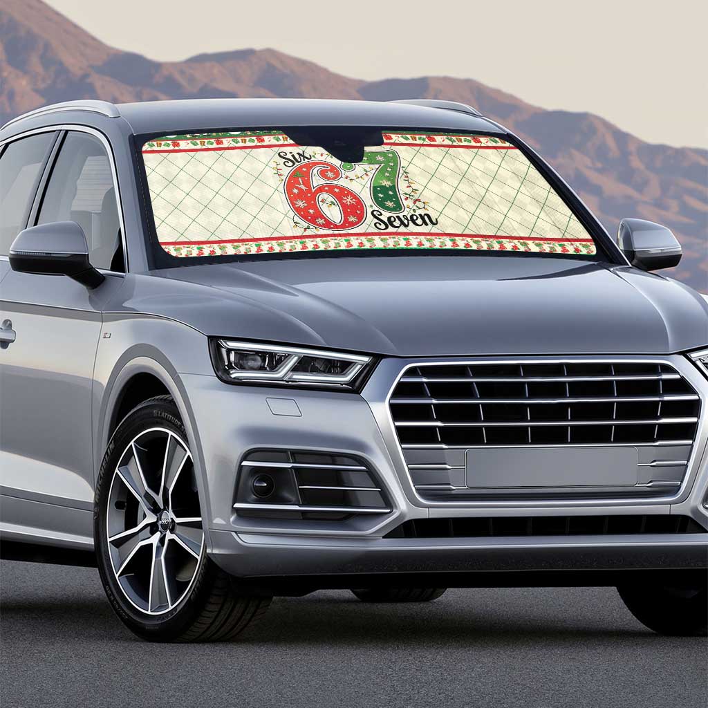Funny Six Seven 67 Christmas Auto Sun Shade Christmas Santa Patterns - Wonder Print Shop