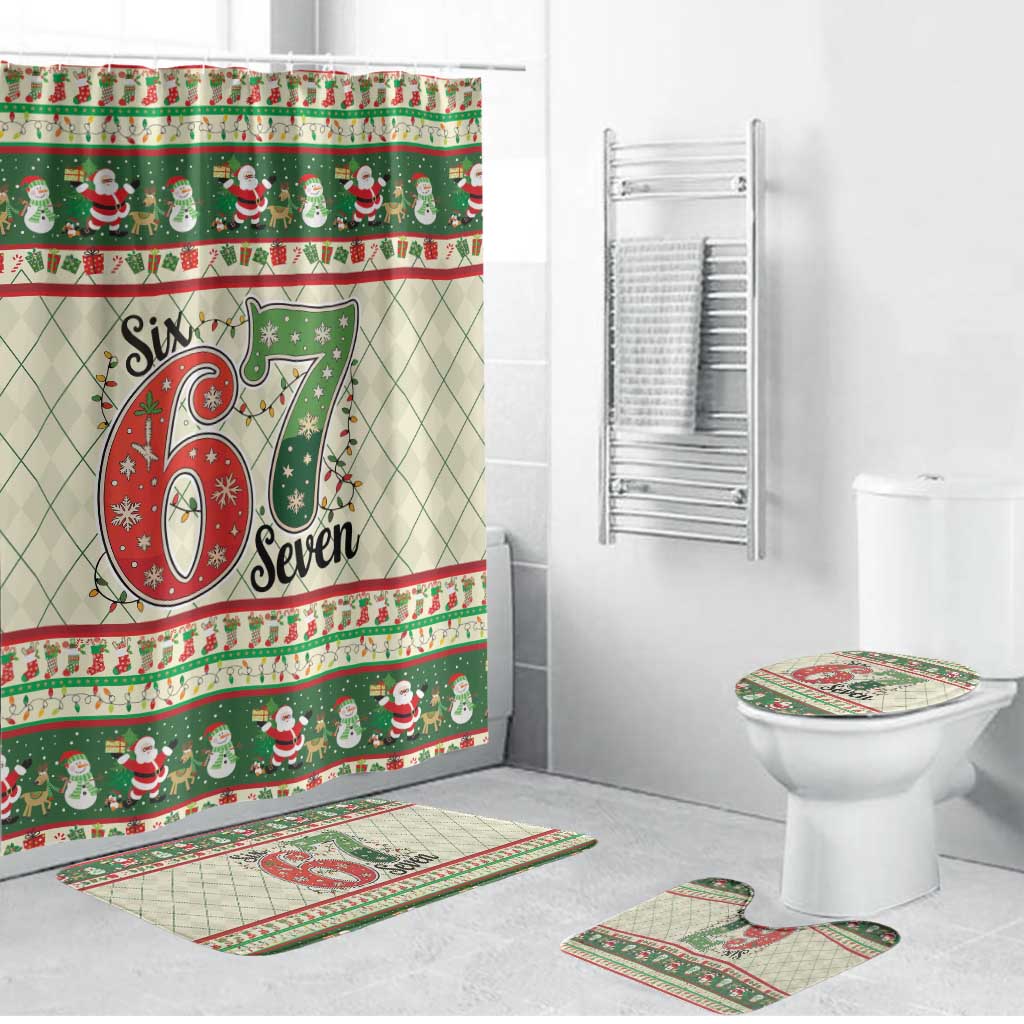 Funny Six Seven 67 Christmas Bathroom Set Christmas Santa Patterns - Wonder Print Shop