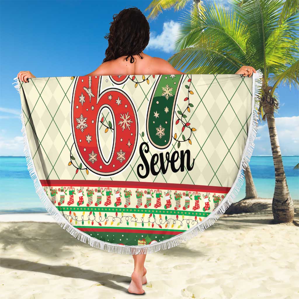 Funny Six Seven 67 Christmas Beach Blanket Christmas Santa Patterns - Wonder Print Shop