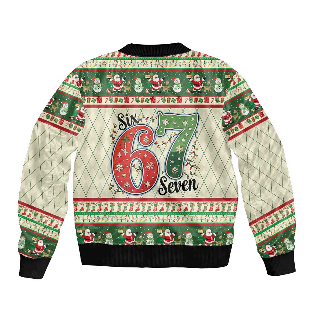 Funny Six Seven 67 Christmas Bomber Jacket Christmas Santa Patterns - Wonder Print Shop