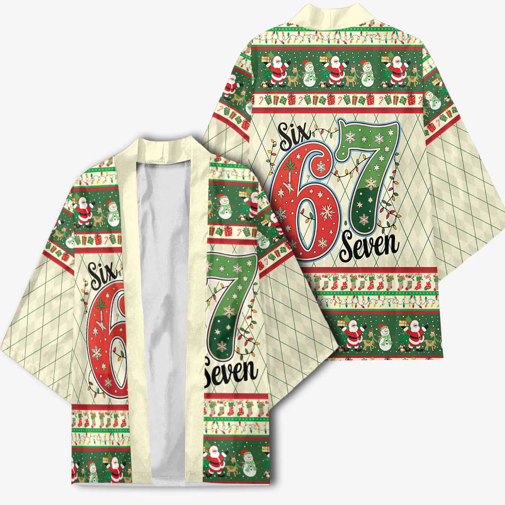 Funny Six Seven 67 Christmas Kimono Christmas Santa Patterns - Wonder Print Shop