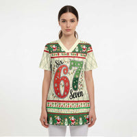 Funny Six Seven 67 Christmas Scrub Top Christmas Santa Patterns - Wonder Print Shop