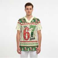 Funny Six Seven 67 Christmas Scrub Top Christmas Santa Patterns - Wonder Print Shop