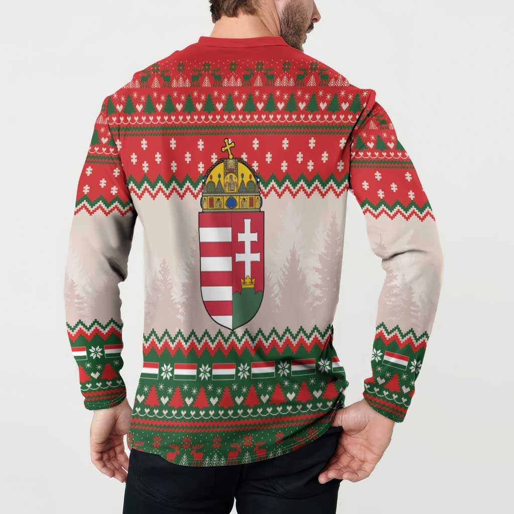 Hungary Christmas Button Sweatshirt Magyarorszag Boldog Karacsonyt - Wonder Print Shop