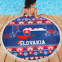 Slovakia Christmas Beach Blanket Slovakian Double Cross Map - Wonder Print Shop