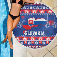Slovakia Christmas Beach Blanket Slovakian Double Cross Map - Wonder Print Shop
