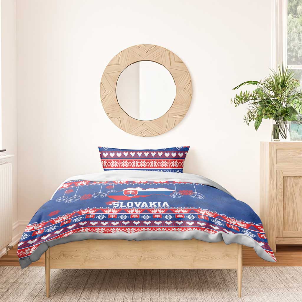 Slovakia Christmas Bedding Set Slovakian Double Cross Map - Wonder Print Shop