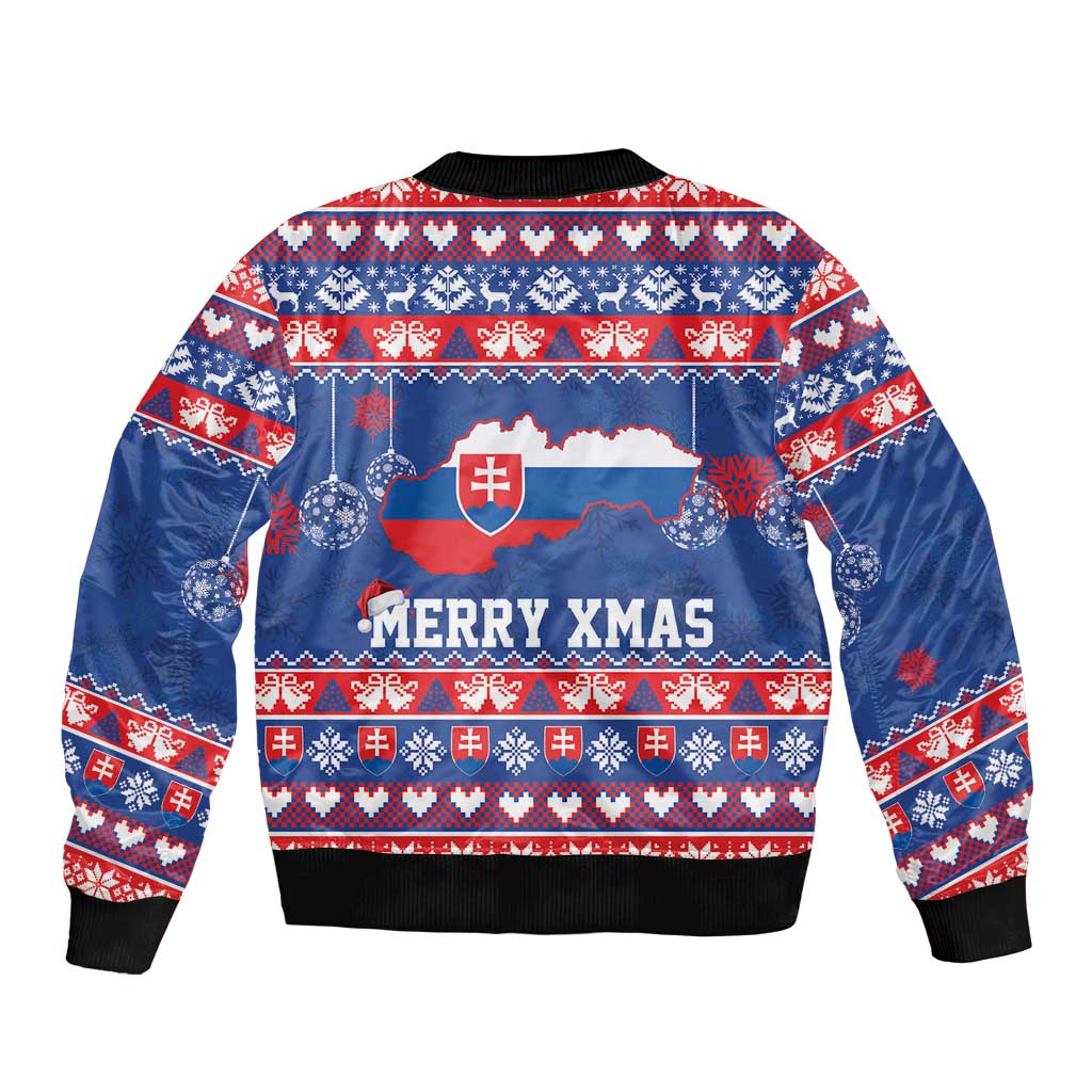 Slovakia Christmas Bomber Jacket Slovakian Double Cross Map - Wonder Print Shop
