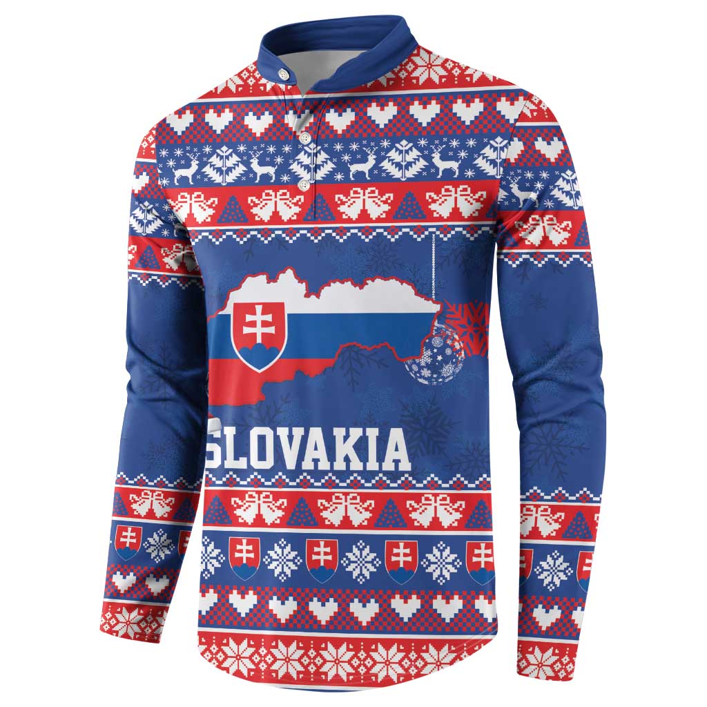 Slovakia Christmas Button Sweatshirt Slovakian Double Cross Map - Wonder Print Shop