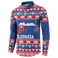 Slovakia Christmas Button Sweatshirt Slovakian Double Cross Map - Wonder Print Shop