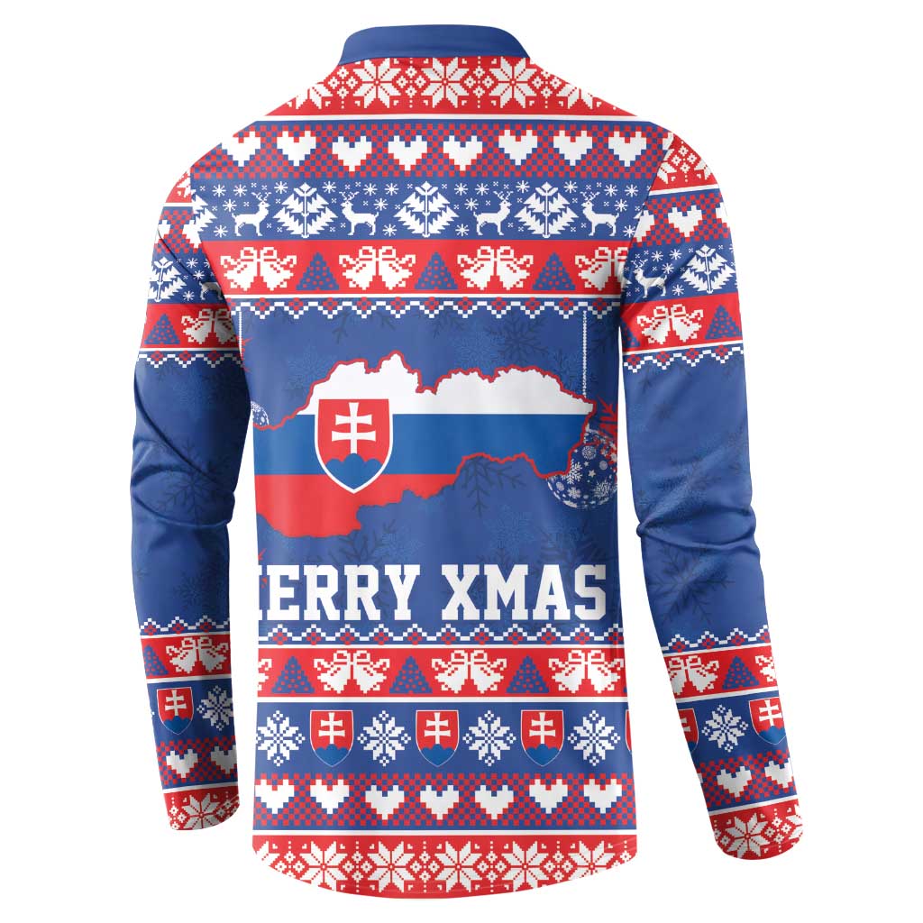 Slovakia Christmas Button Sweatshirt Slovakian Double Cross Map - Wonder Print Shop