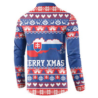 Slovakia Christmas Button Sweatshirt Slovakian Double Cross Map - Wonder Print Shop