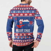 Slovakia Christmas Button Sweatshirt Slovakian Double Cross Map - Wonder Print Shop