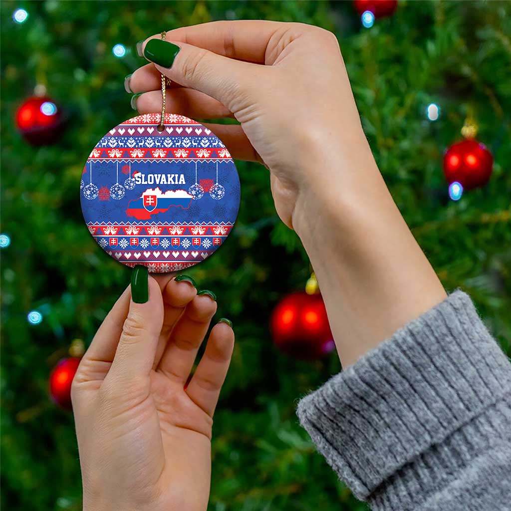 Slovakia Christmas Ceramic Ornament Slovakian Double Cross Map - Wonder Print Shop