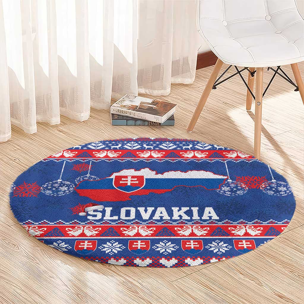 Slovakia Christmas Round Carpet Slovakian Double Cross Map - Wonder Print Shop