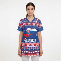 Slovakia Christmas Scrub Top Slovakian Double Cross Map - Wonder Print Shop