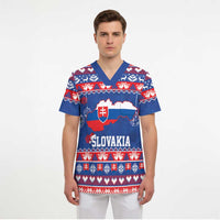 Slovakia Christmas Scrub Top Slovakian Double Cross Map - Wonder Print Shop