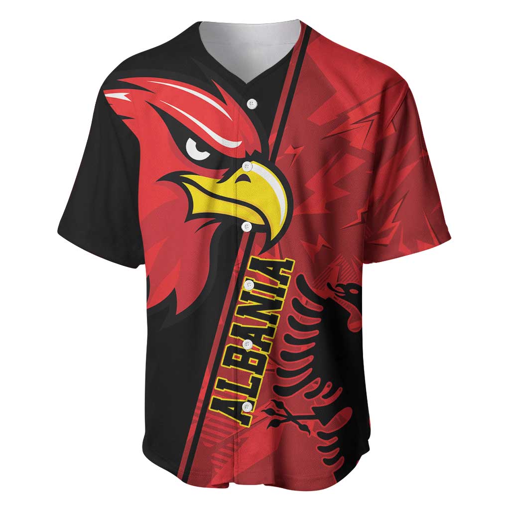 Albania Eagle Baseball Jersey National Emblem Grunge Pattern - Wonder Print Shop