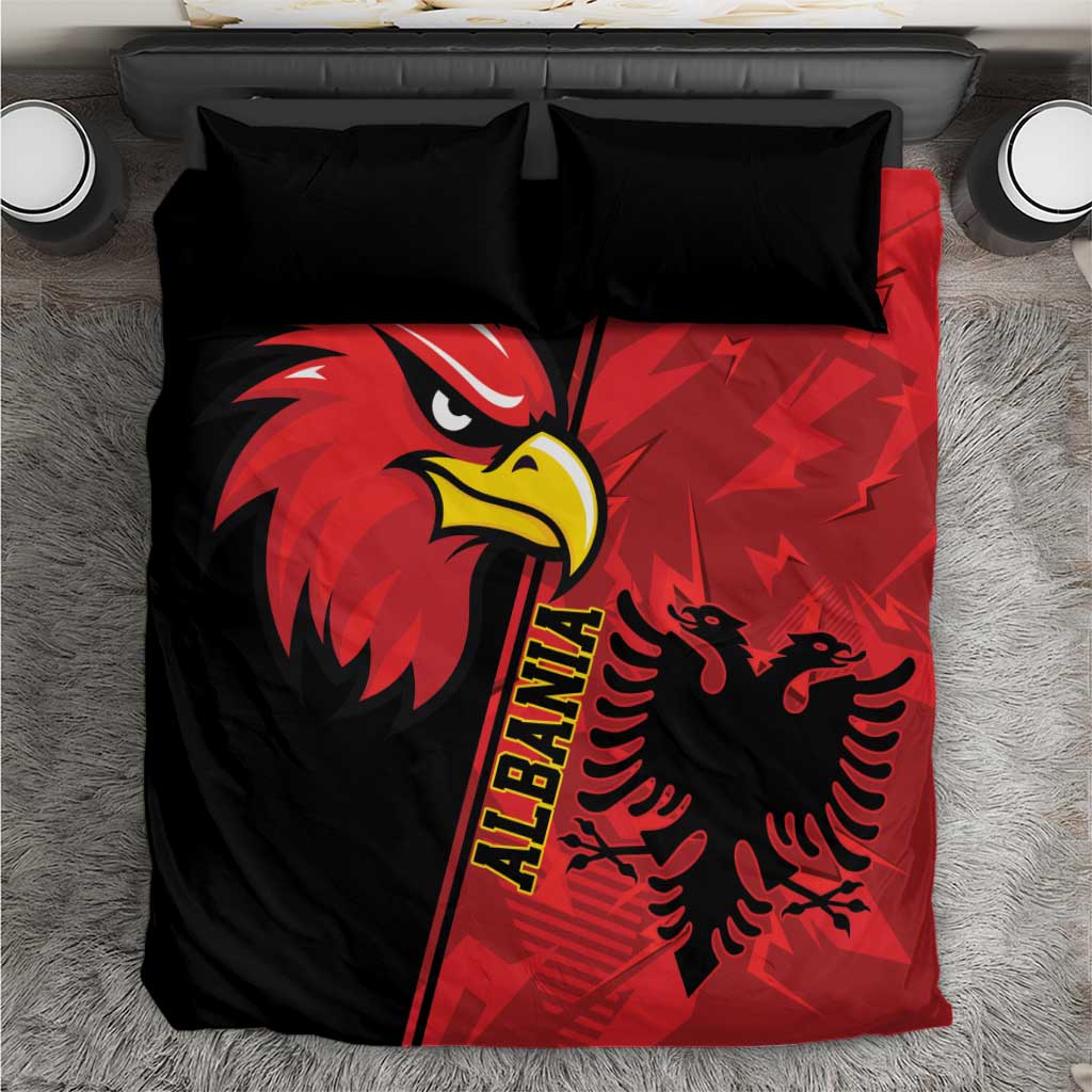 Albania Eagle Bedding Set National Emblem Grunge Pattern - Wonder Print Shop