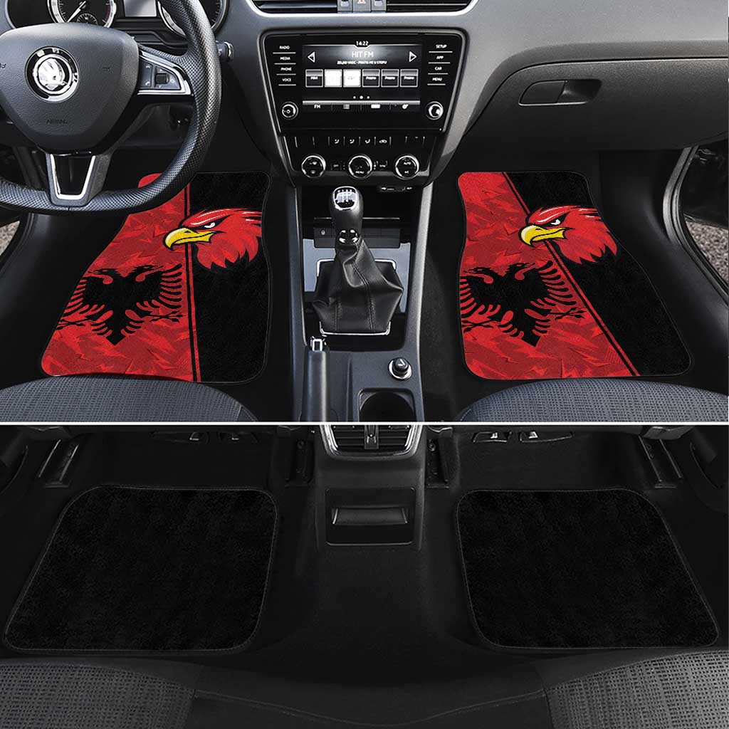 Albania Eagle Car Mats National Emblem Grunge Pattern - Wonder Print Shop