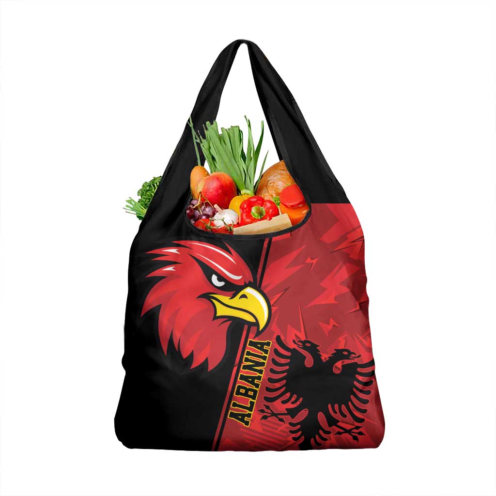 Albania Eagle Grocery Bag National Emblem Grunge Pattern