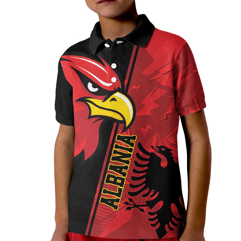 Albania Eagle Kid Polo Shirt National Emblem Grunge Pattern - Wonder Print Shop