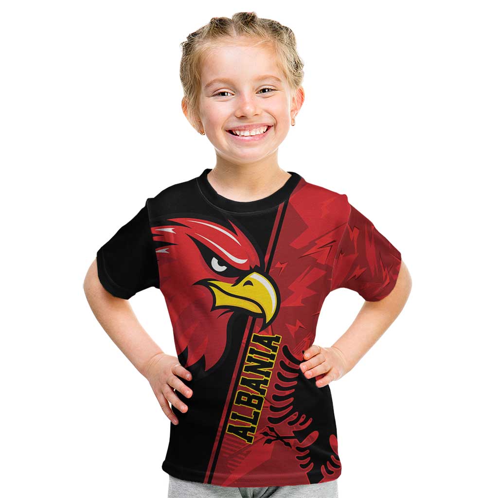 Albania Eagle Kid T Shirt National Emblem Grunge Pattern - Wonder Print Shop