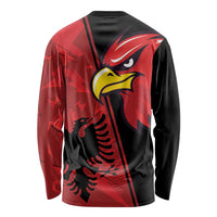 Unisex long-sleeve shirt with red-and-black eagle head and wing graphic