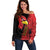 Albania Eagle Off Shoulder Sweater National Emblem Grunge Pattern