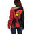 Albania Eagle Off Shoulder Sweater National Emblem Grunge Pattern