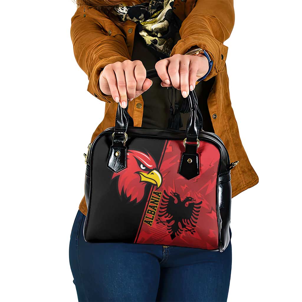 Albania Eagle Shoulder Handbag National Emblem Grunge Pattern