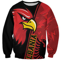 Red and black unisex sweatshirt with large eagle graphic on front and sleeves